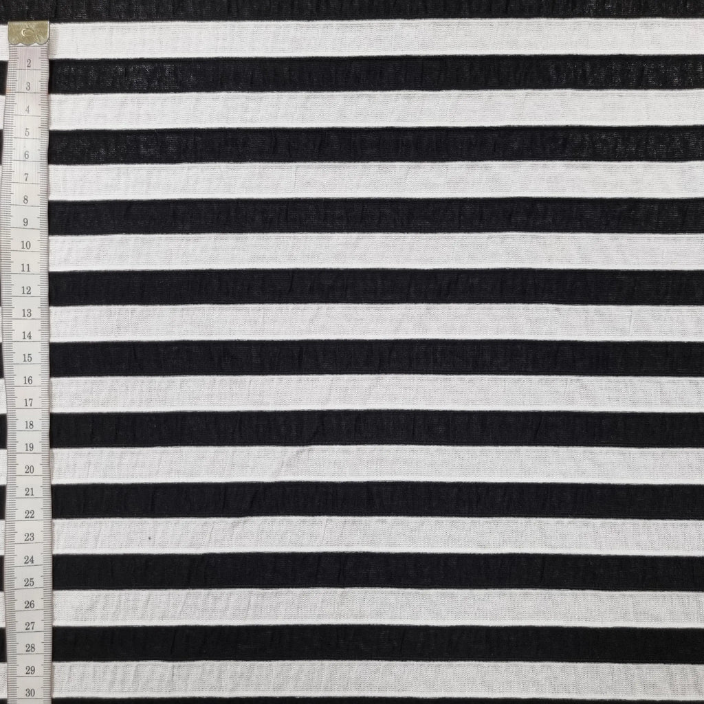 Jersey Stoff gestreift schwarz weiß strukturiert CSM-STOFFE