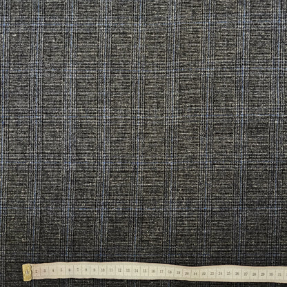 Leichter Wollstoff kariert anthrazit 130 cm Reststück CSM-STOFFE