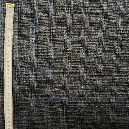Leichter Wollstoff kariert anthrazit 130 cm Reststück CSM-STOFFE