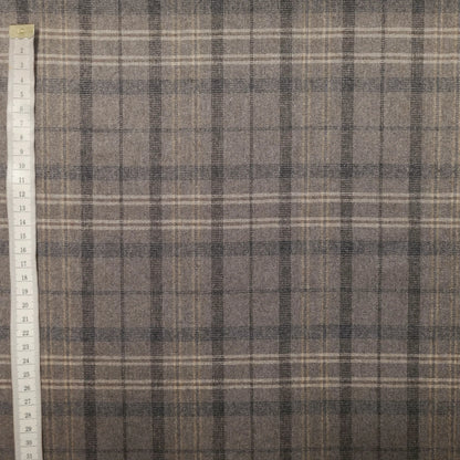 Leichter Wollstoff kariert braun 140 cm Reststück CSM-STOFFE