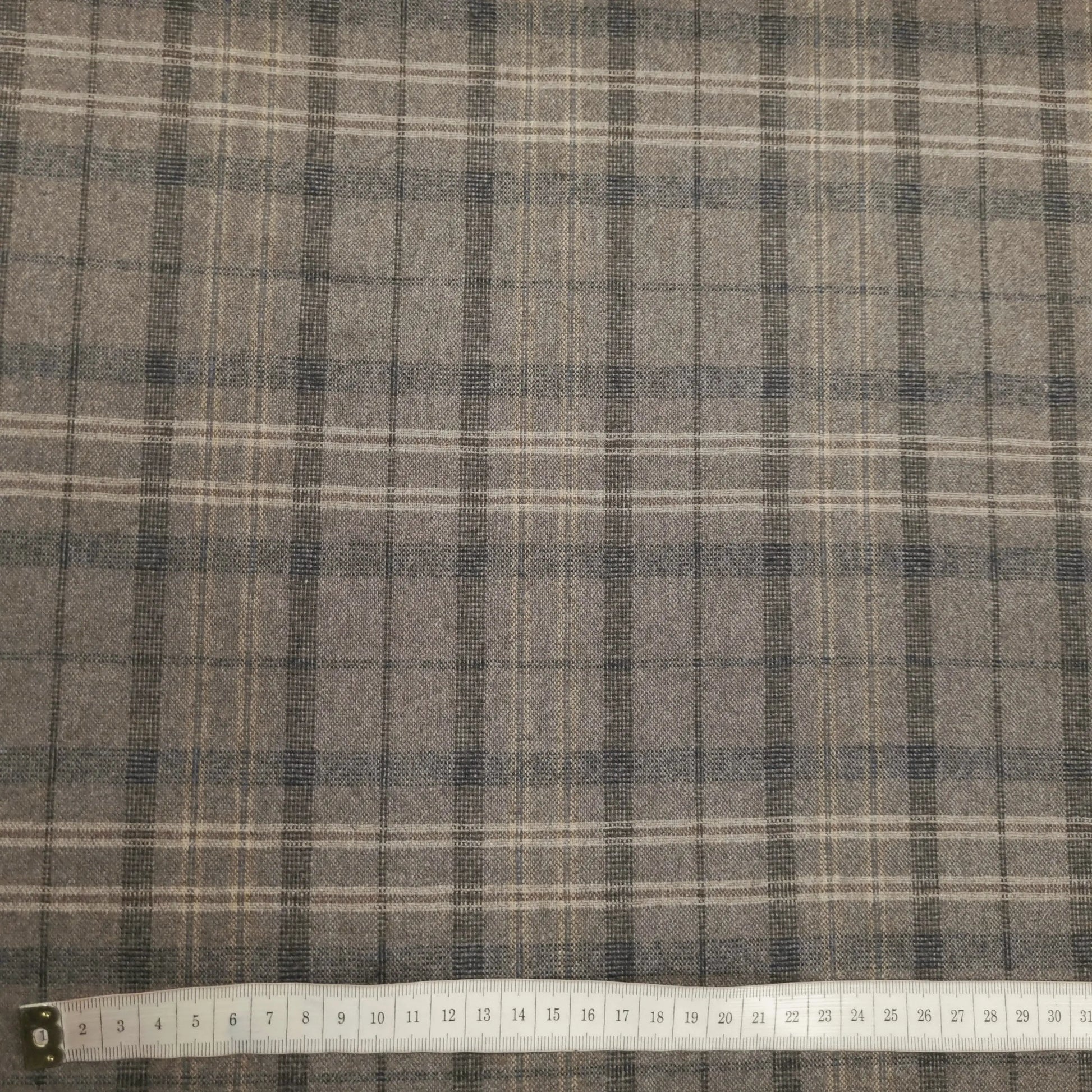 Leichter Wollstoff kariert braun 140 cm Reststück CSM-STOFFE