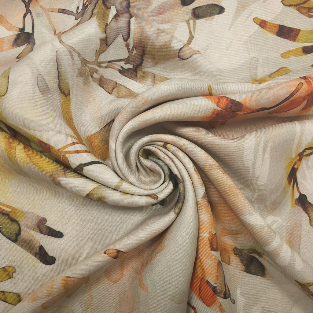 Leinen/Cupro mit Blumen CSM-STOFFE