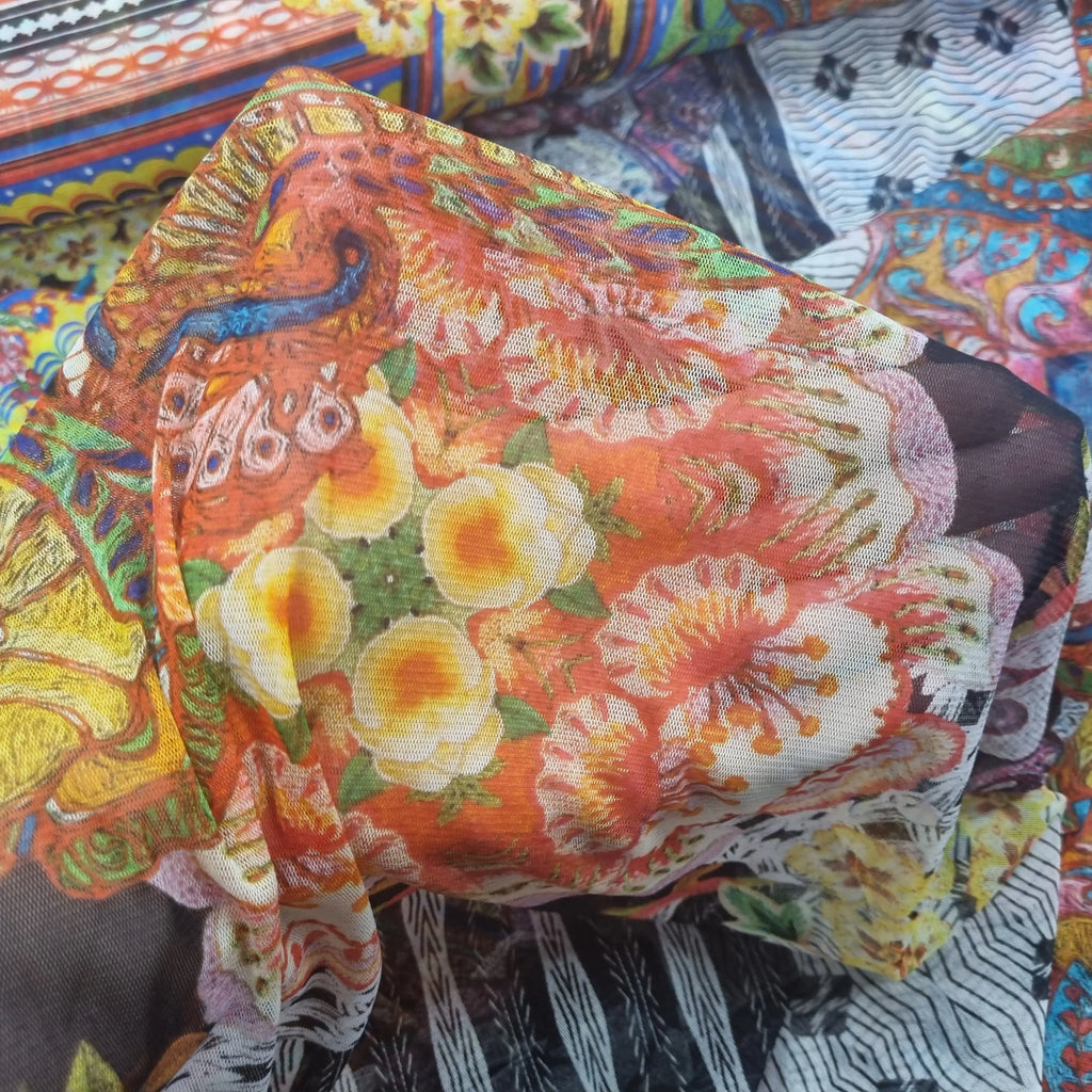 Mesh-Stoff mit Blumen CSM-STOFFE