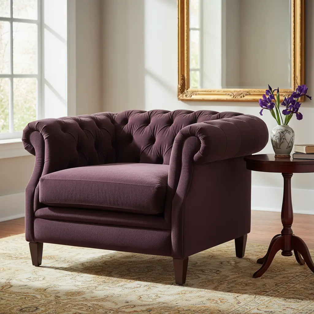 Möbelbezug aus Samt in Aubergine