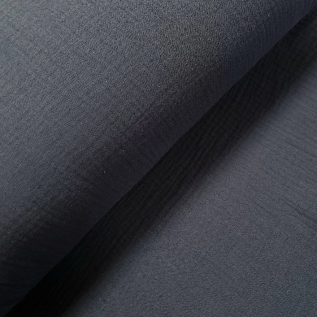 Musselin Dopppel Krinkel blaugrau CSM-STOFFE