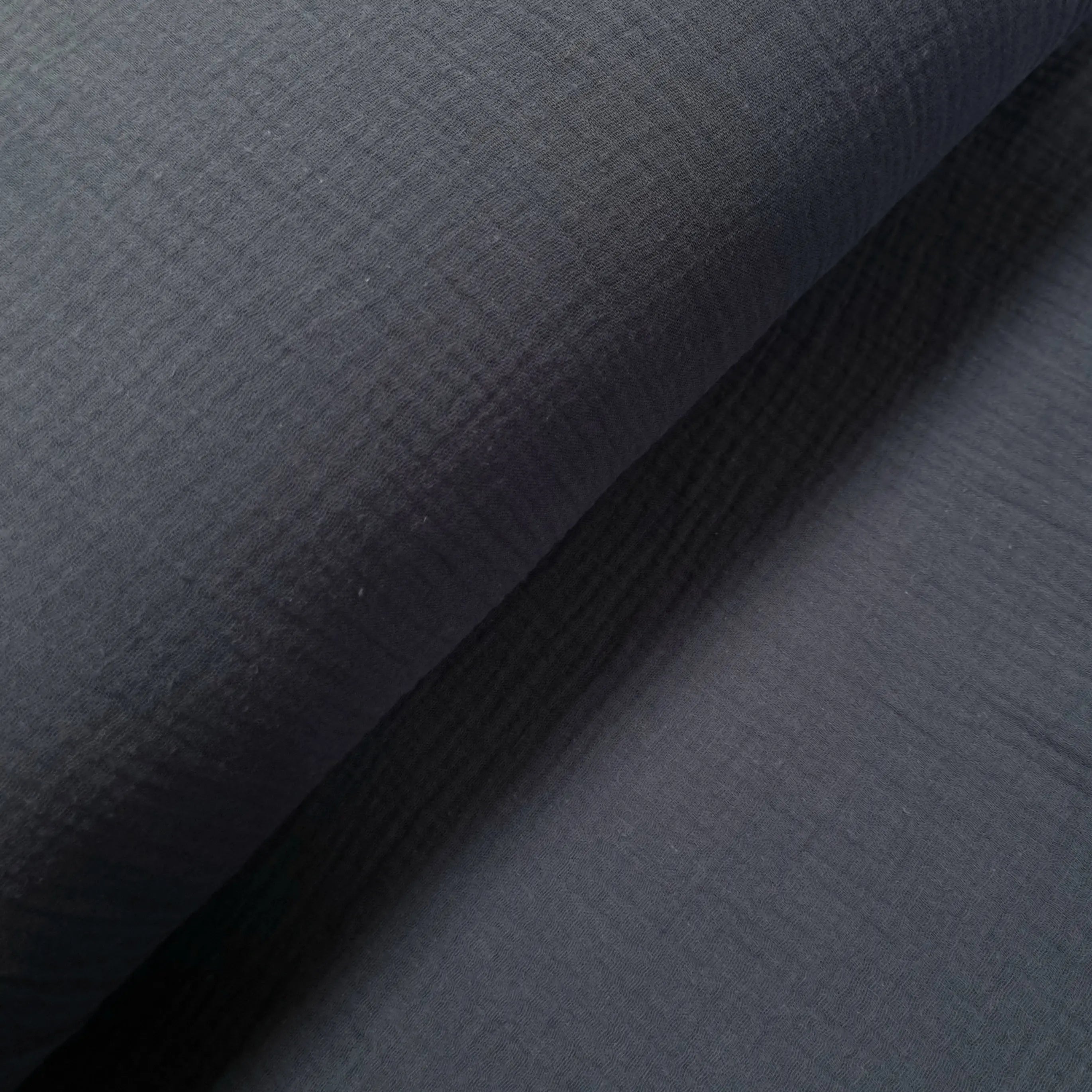 Musselin Dopppel Krinkel blaugrau CSM-STOFFE