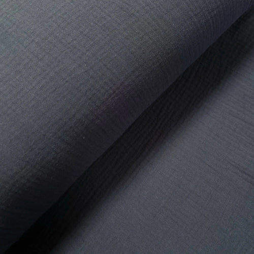 Musselin Dopppel Krinkel blaugrau CSM-STOFFE