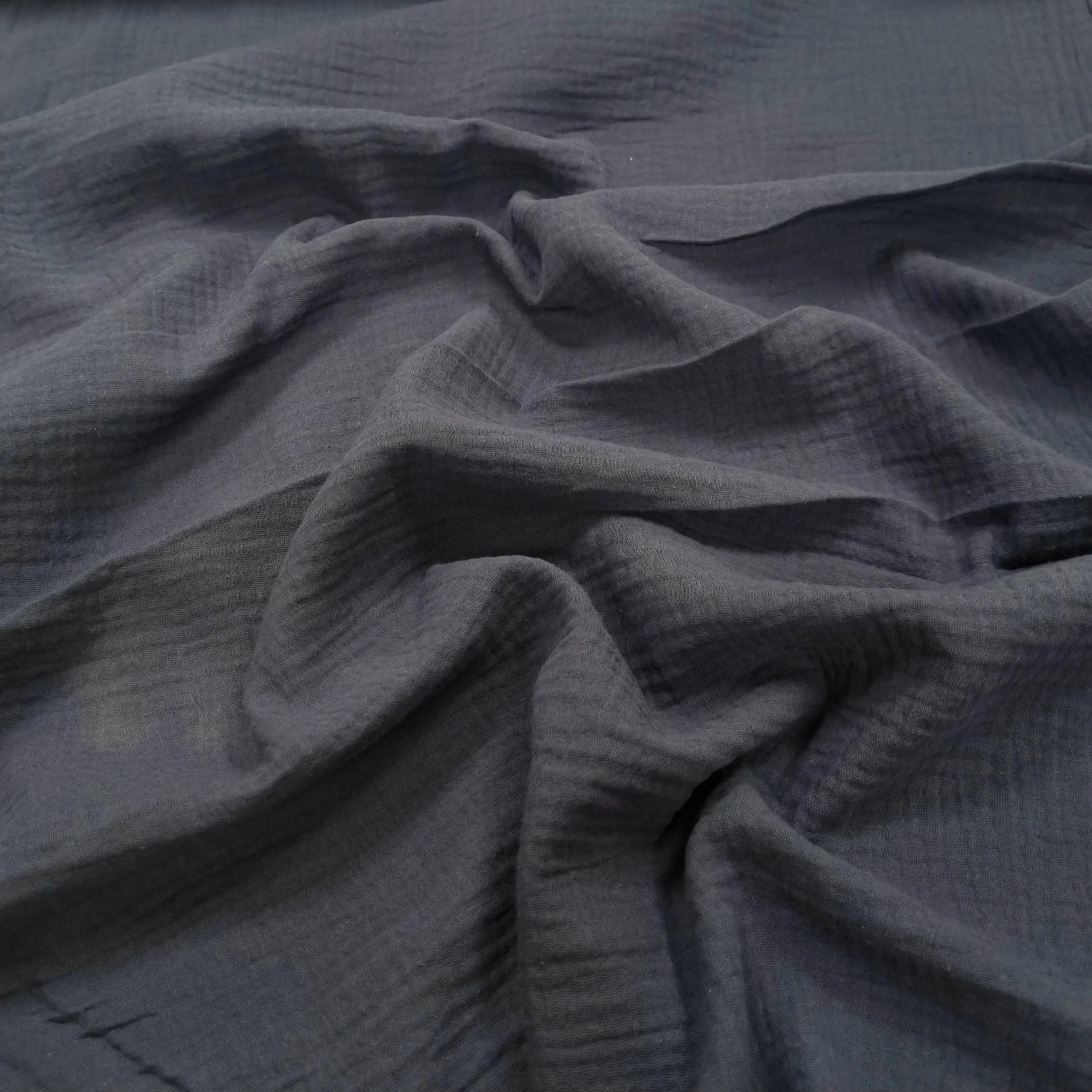 Musselin Dopppel Krinkel blaugrau CSM-STOFFE
