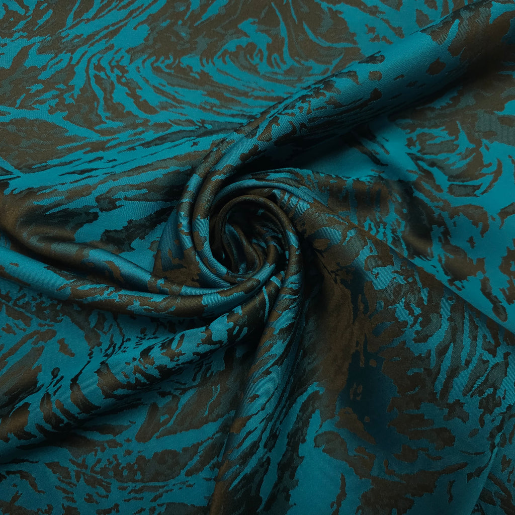 Polyesterstoff blau/schwarz | abstraktes Muster CSM-STOFFE