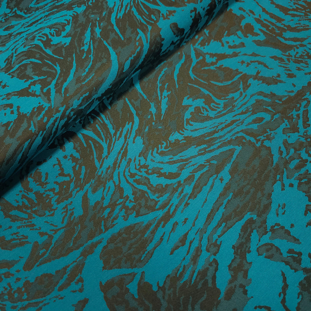 Polyesterstoff blau/schwarz | abstraktes Muster CSM-STOFFE