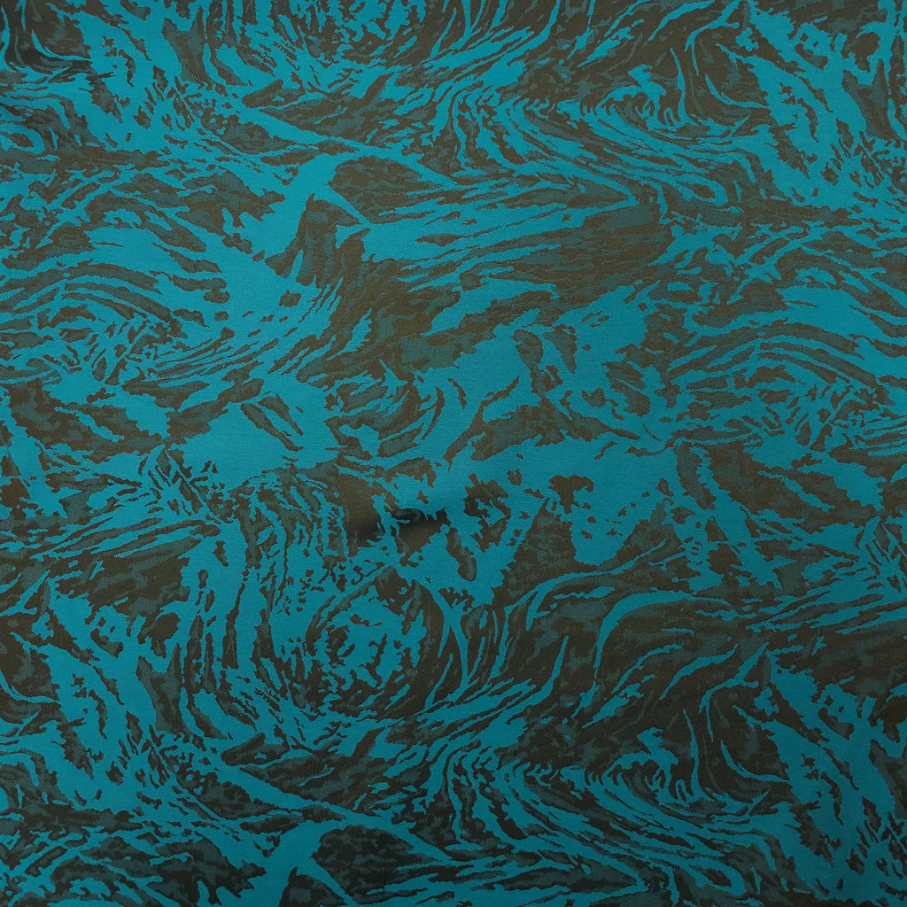 Polyesterstoff blau/schwarz | abstraktes Muster CSM-STOFFE