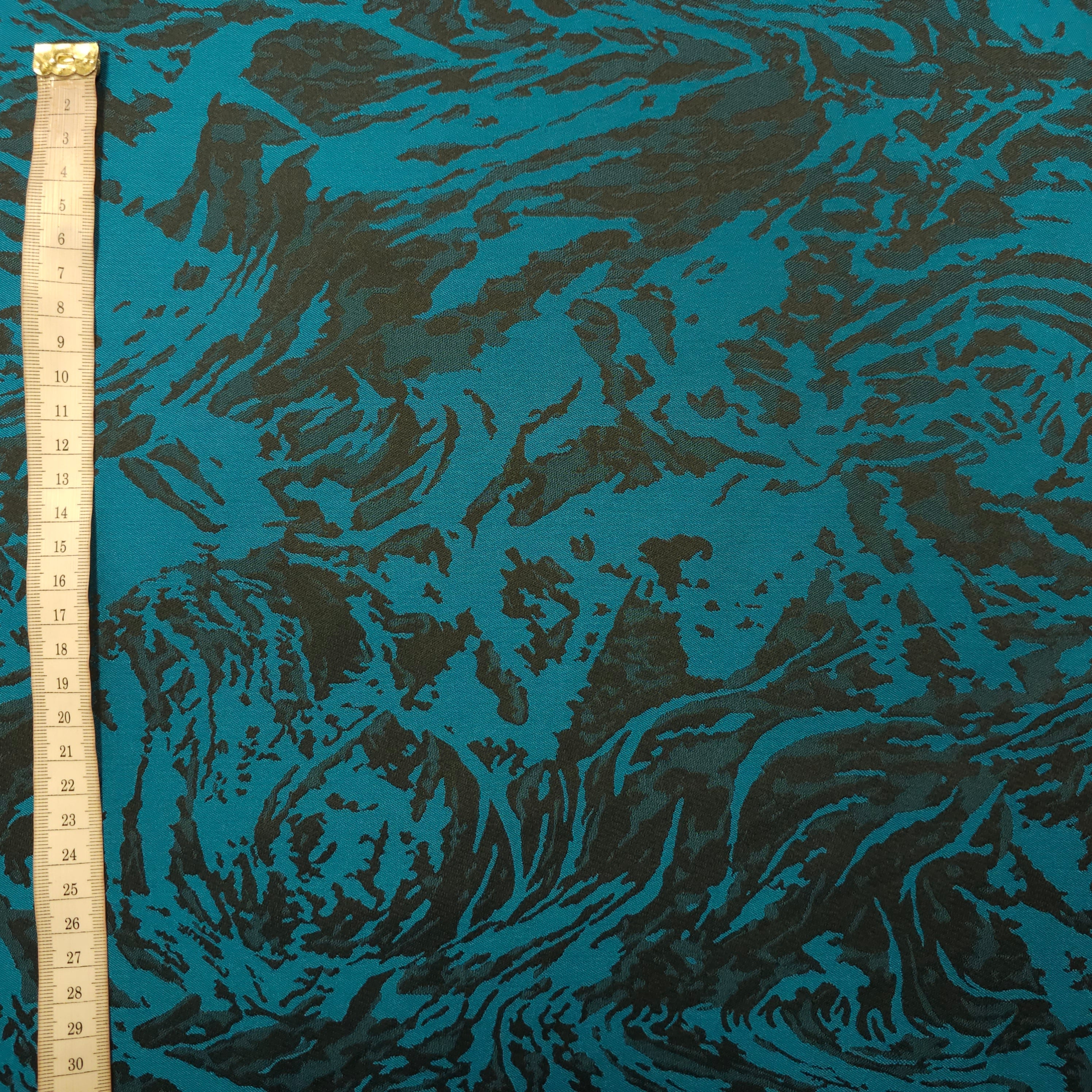 Polyesterstoff blau/schwarz | abstraktes Muster CSM-STOFFE