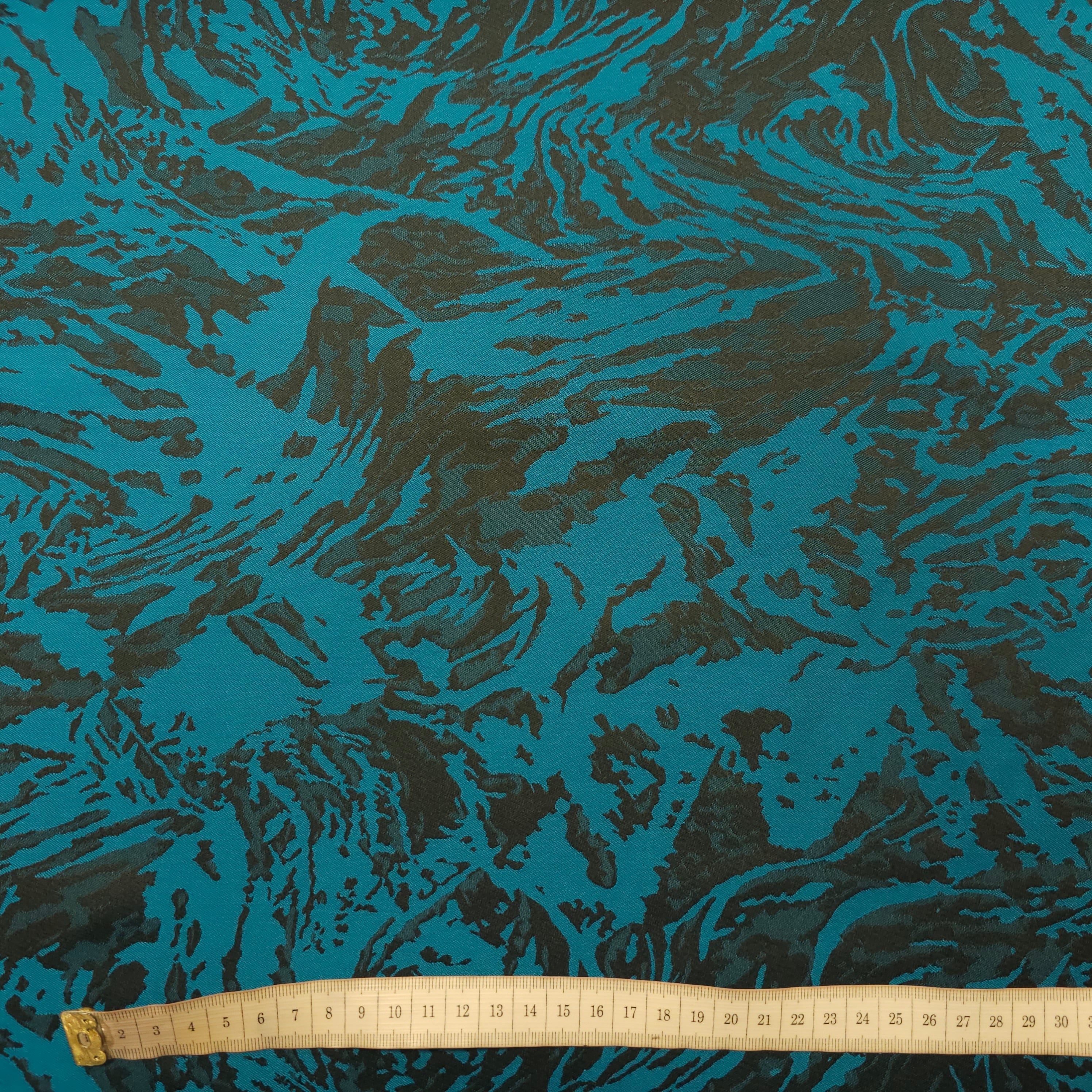 Polyesterstoff blau/schwarz | abstraktes Muster CSM-STOFFE