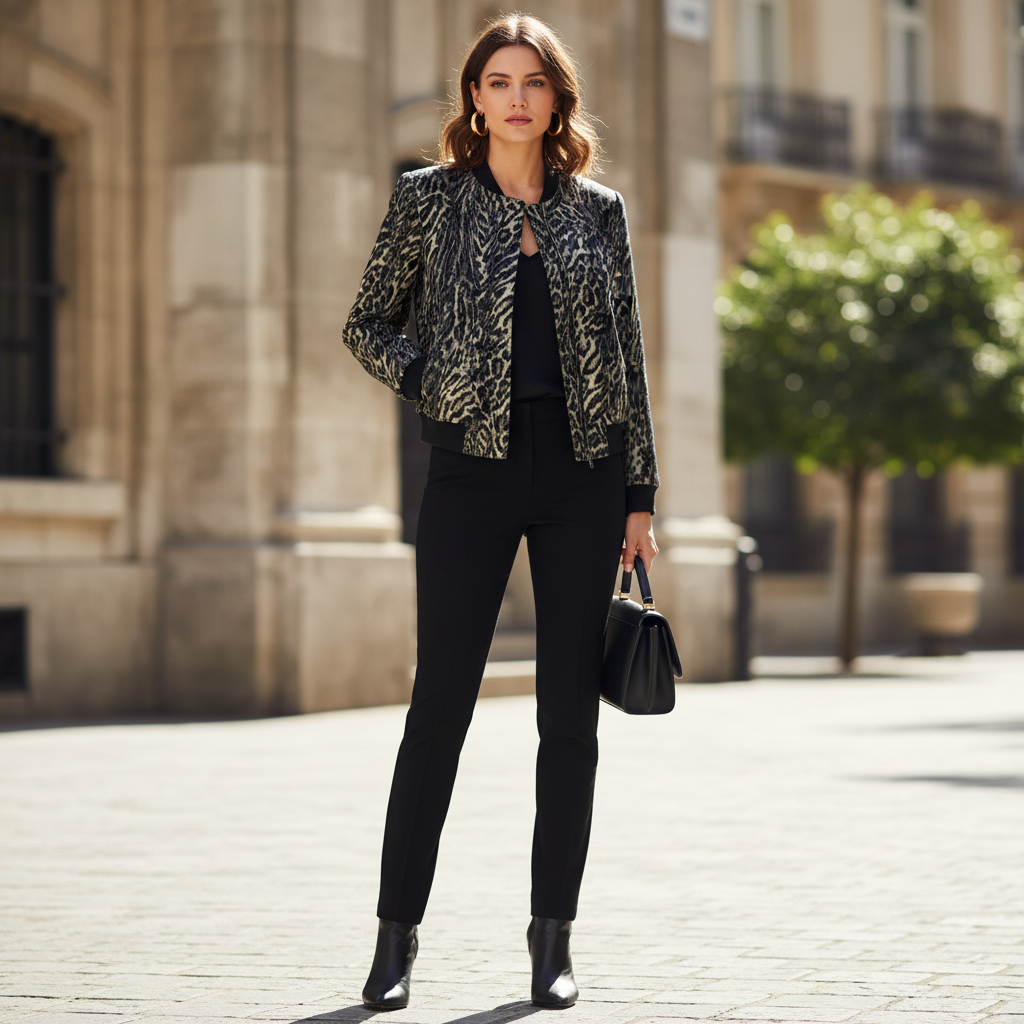 Leichte Jacke mit Animal-Print
