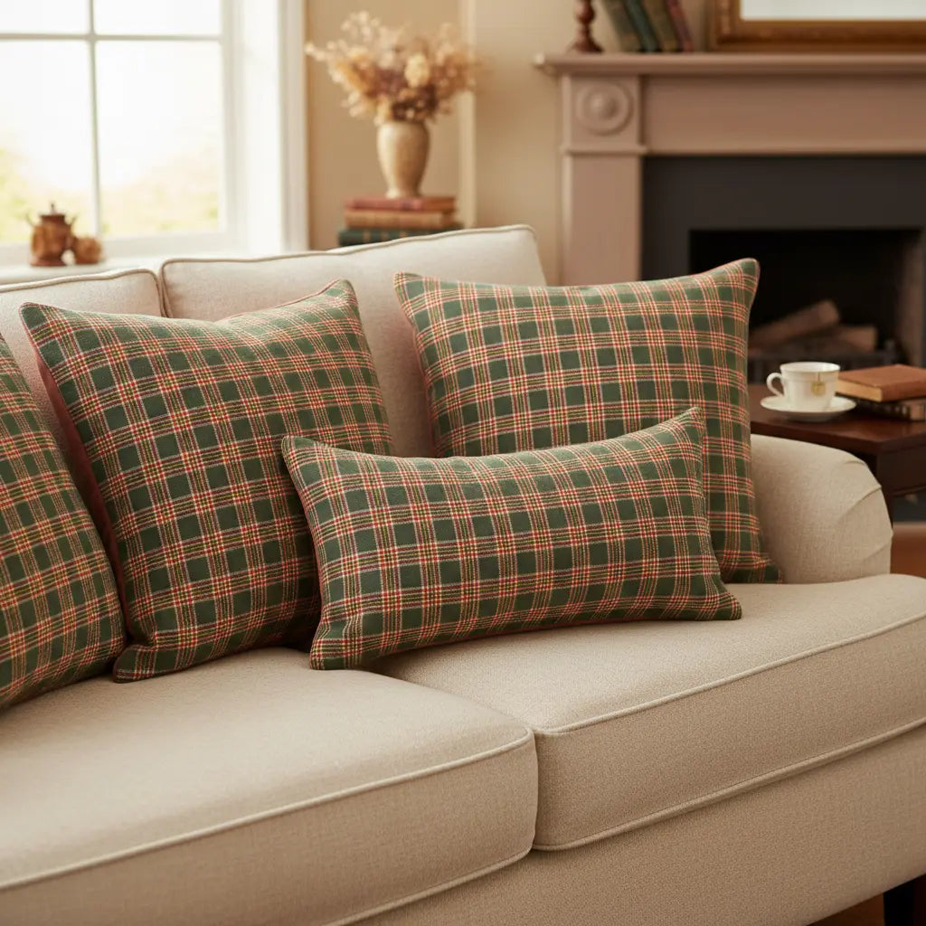 Dekorative Kissen mit grünem Karomuster