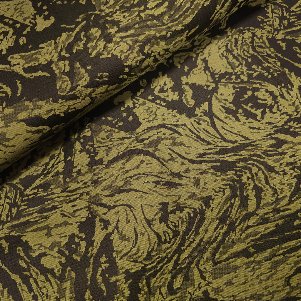 Polyesterstoff grün/schwarz | abstraktes Muster CSM-STOFFE