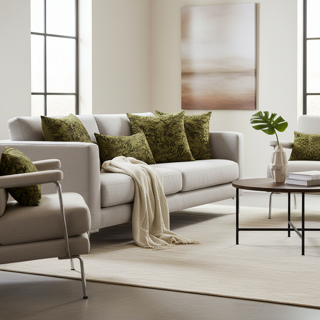 Dekorative Kissen mit olivgrün-braunem Muster