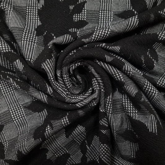 Polyesterstoff mit Glencheck und Blumen