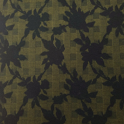 Polyesterstoff mit Glencheck und Blumenmotiv Grün CSM-STOFFE