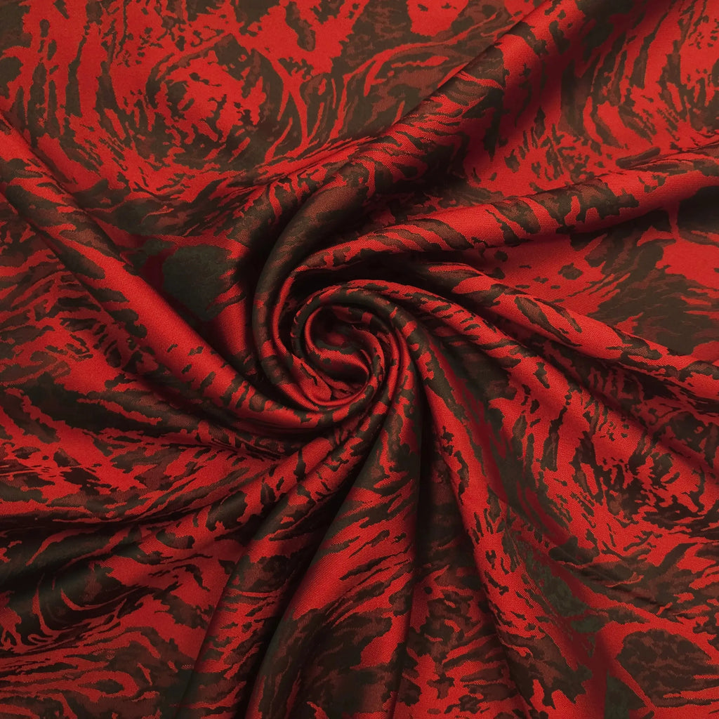Polyesterstoff rot/schwarz | abstraktes Muster CSM-STOFFE