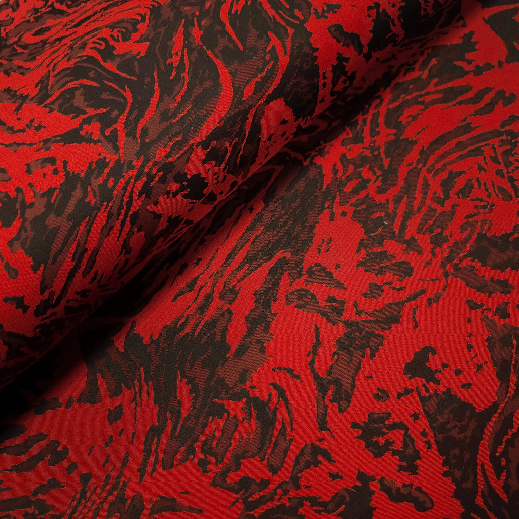 Polyesterstoff rot/schwarz | abstraktes Muster CSM-STOFFE