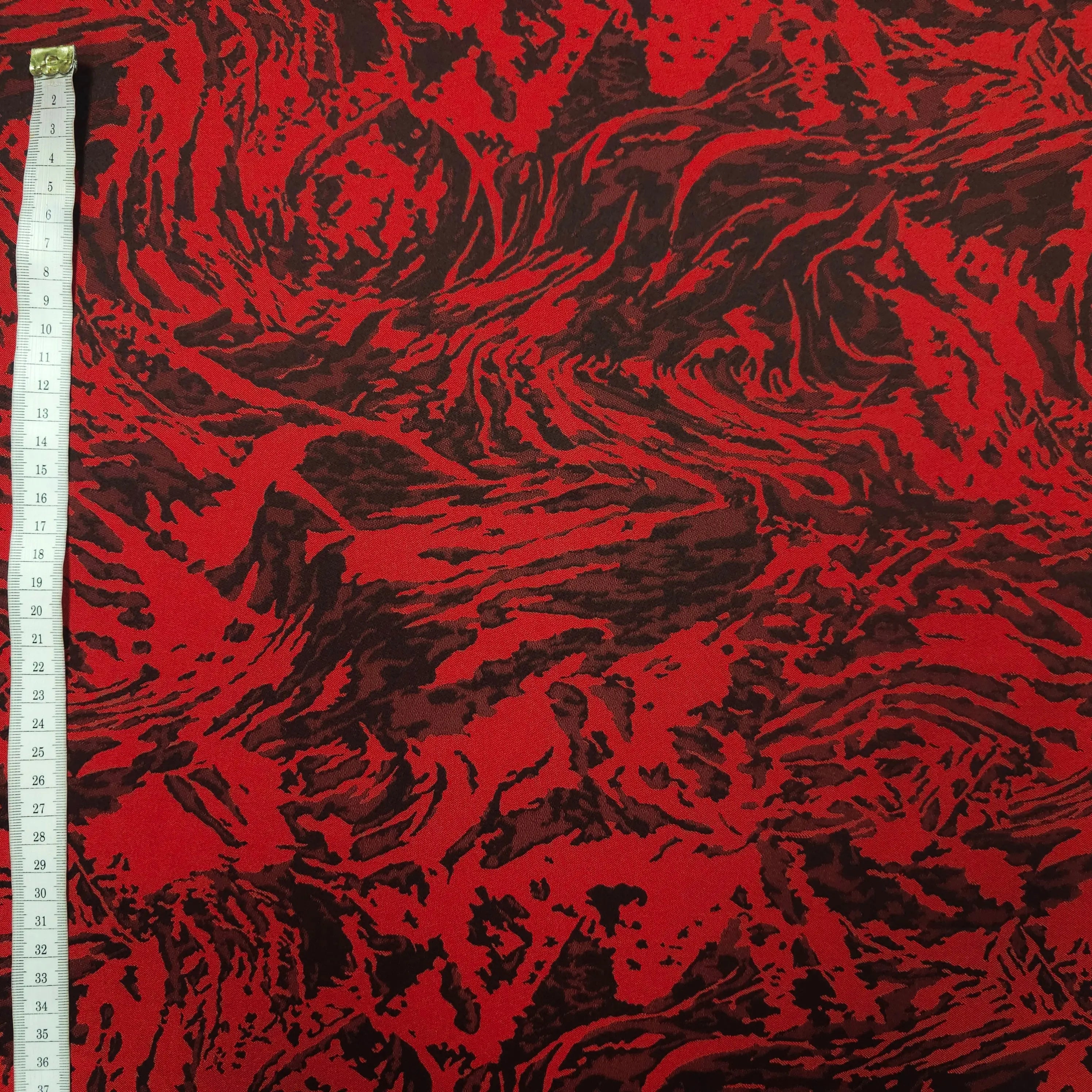 Polyesterstoff rot/schwarz | abstraktes Muster CSM-STOFFE