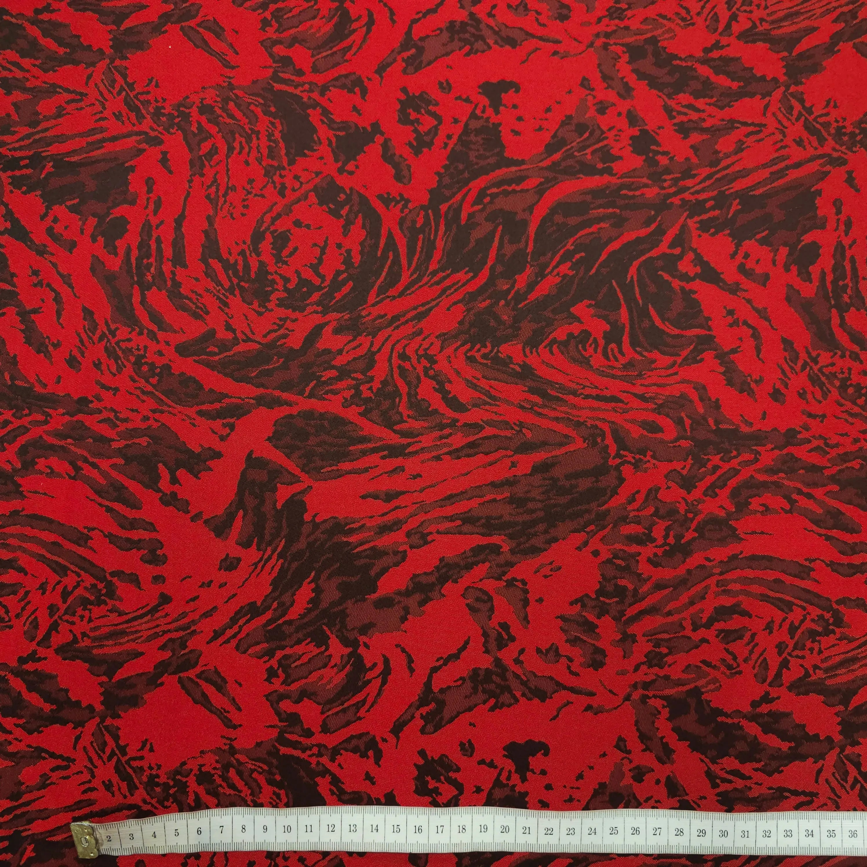 Polyesterstoff rot/schwarz | abstraktes Muster CSM-STOFFE