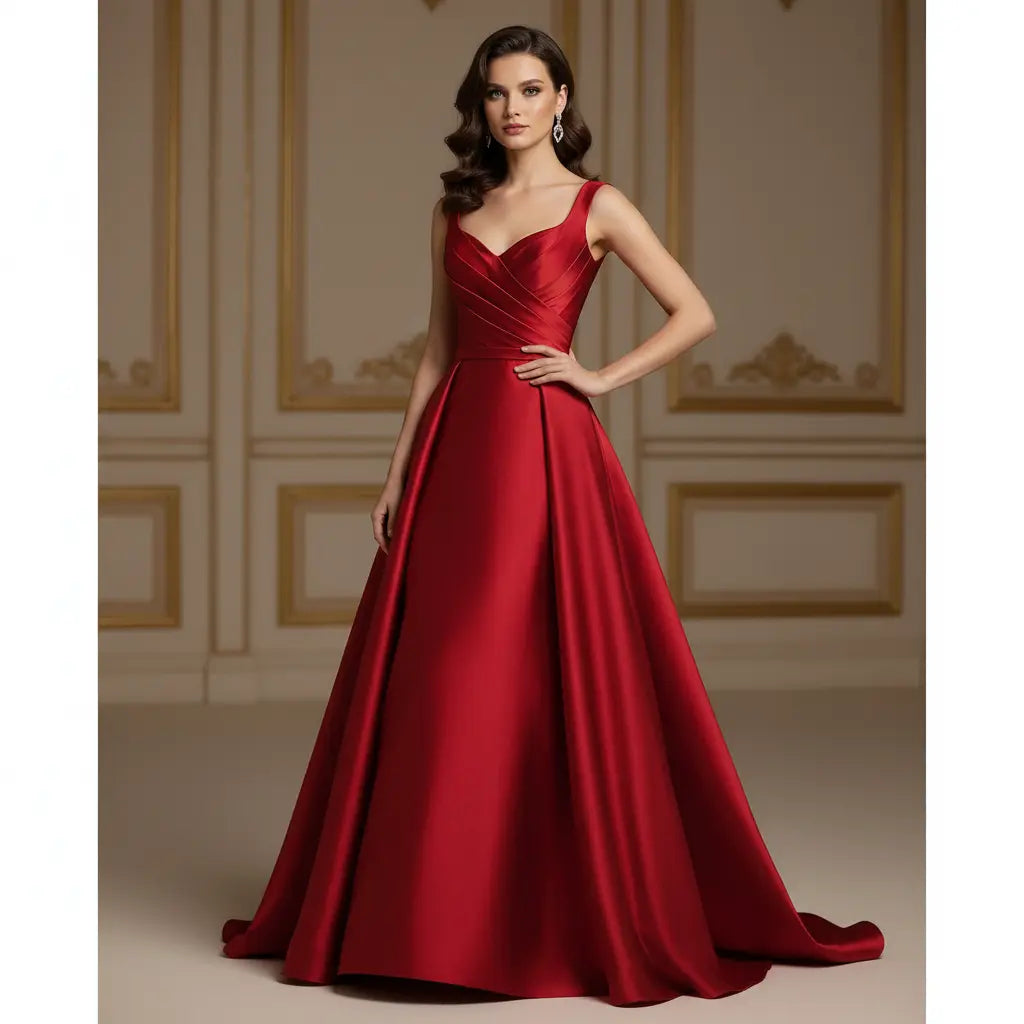 Elegantes Kleid aus rotem Satin