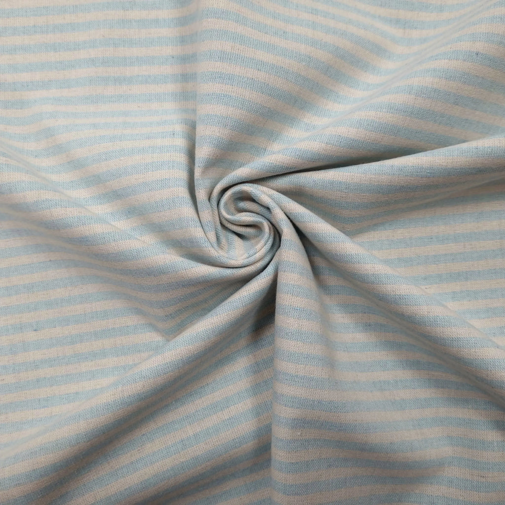 Recycelter Baumwoll- Polyester,  Viskosestoff gestreift blau CSM-STOFFE