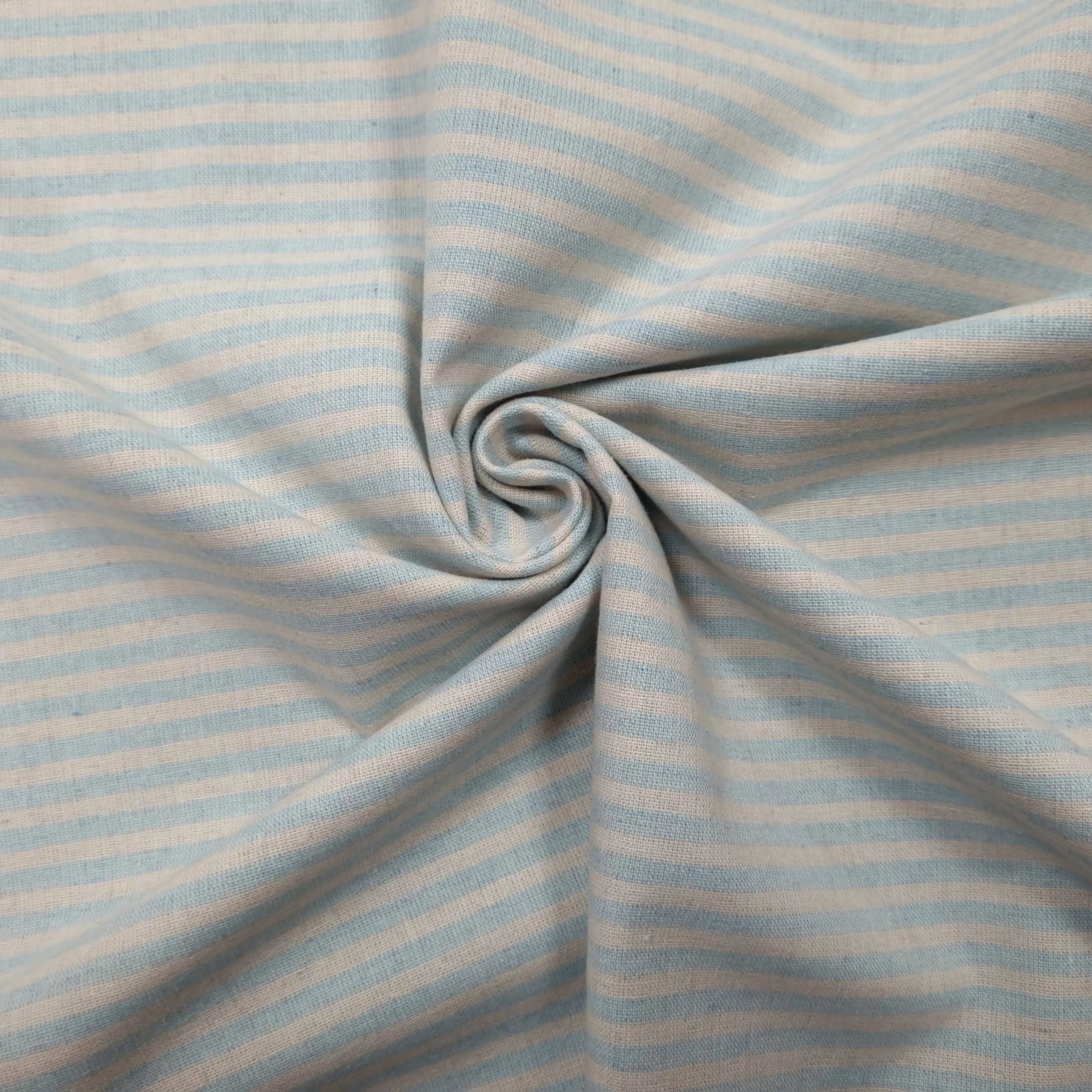 Recycelter Baumwoll- Polyester,  Viskosestoff gestreift blau CSM-STOFFE