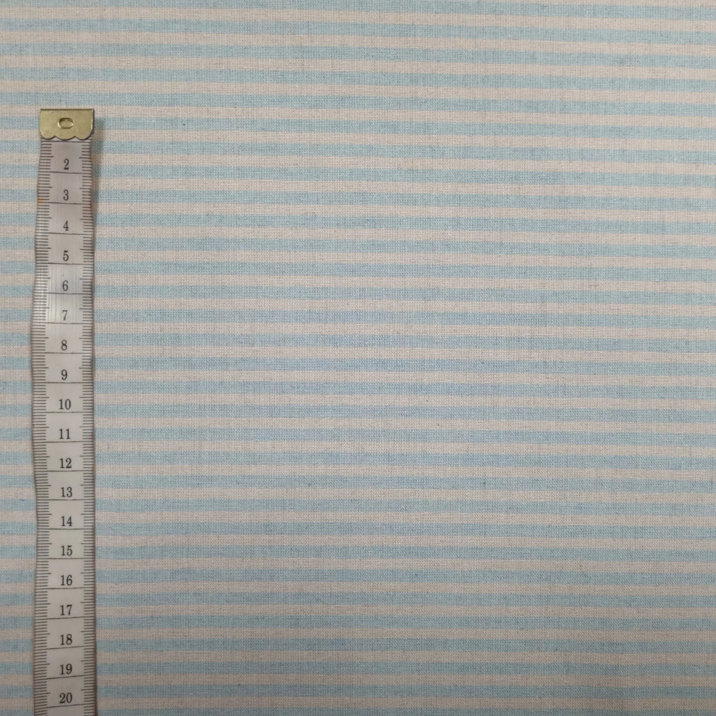 Recycelter Baumwoll- Polyester,  Viskosestoff gestreift blau CSM-STOFFE