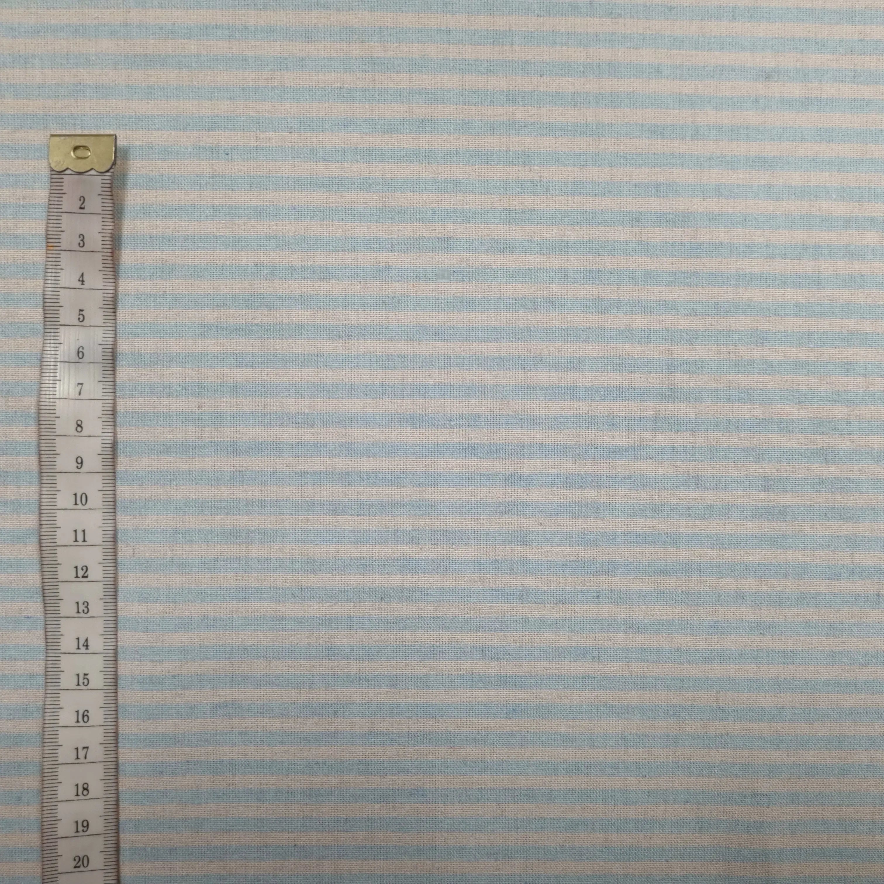 Recycelter Baumwoll- Polyester,  Viskosestoff gestreift blau CSM-STOFFE