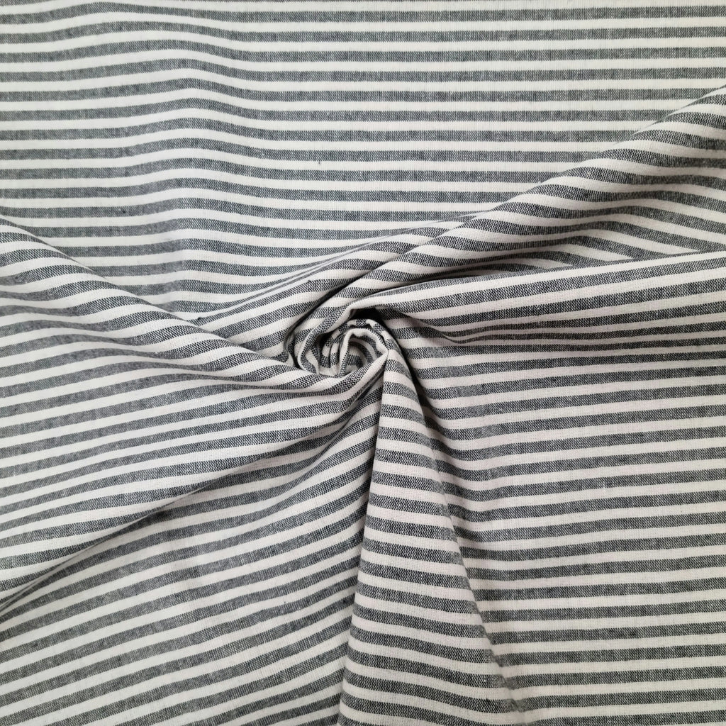 Recycelter Baumwoll- Polyester,  Viskosestoff gestreift schwarz CSM-STOFFE