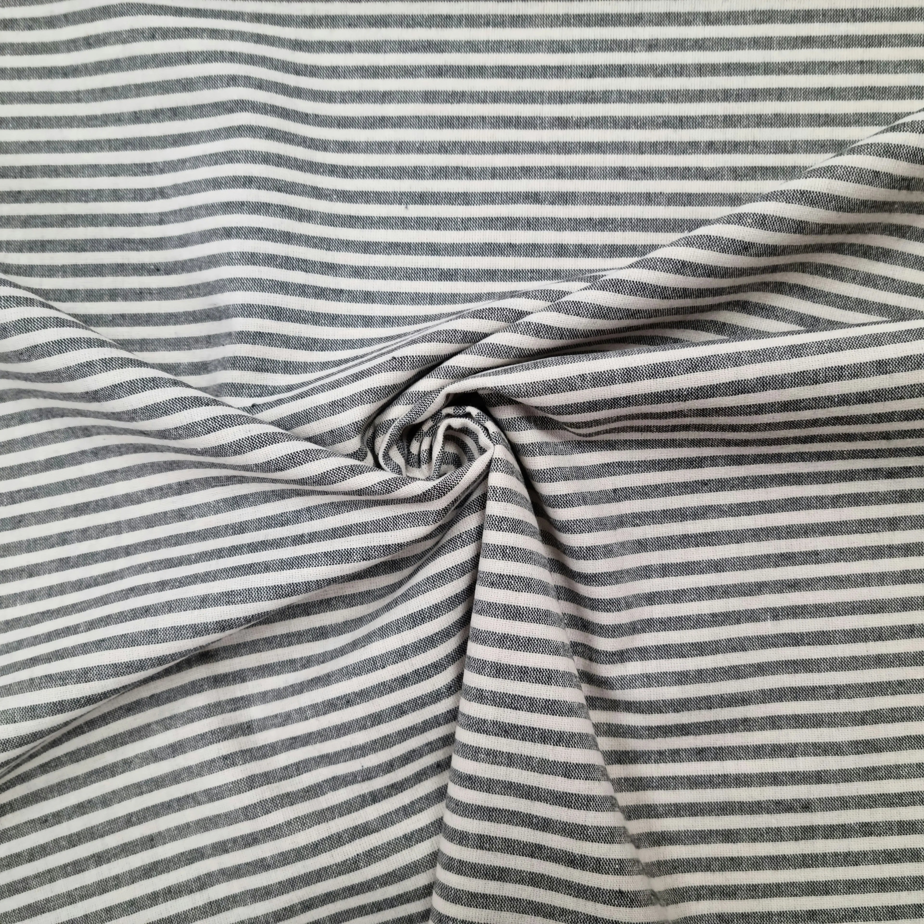 Recycelter Baumwoll- Polyester,  Viskosestoff gestreift schwarz CSM-STOFFE