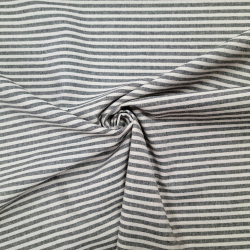 Recycelter Baumwoll- Polyester,  Viskosestoff gestreift schwarz CSM-STOFFE
