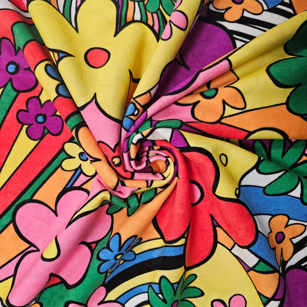 Samt mit Blumen | gelb CSM-STOFFE