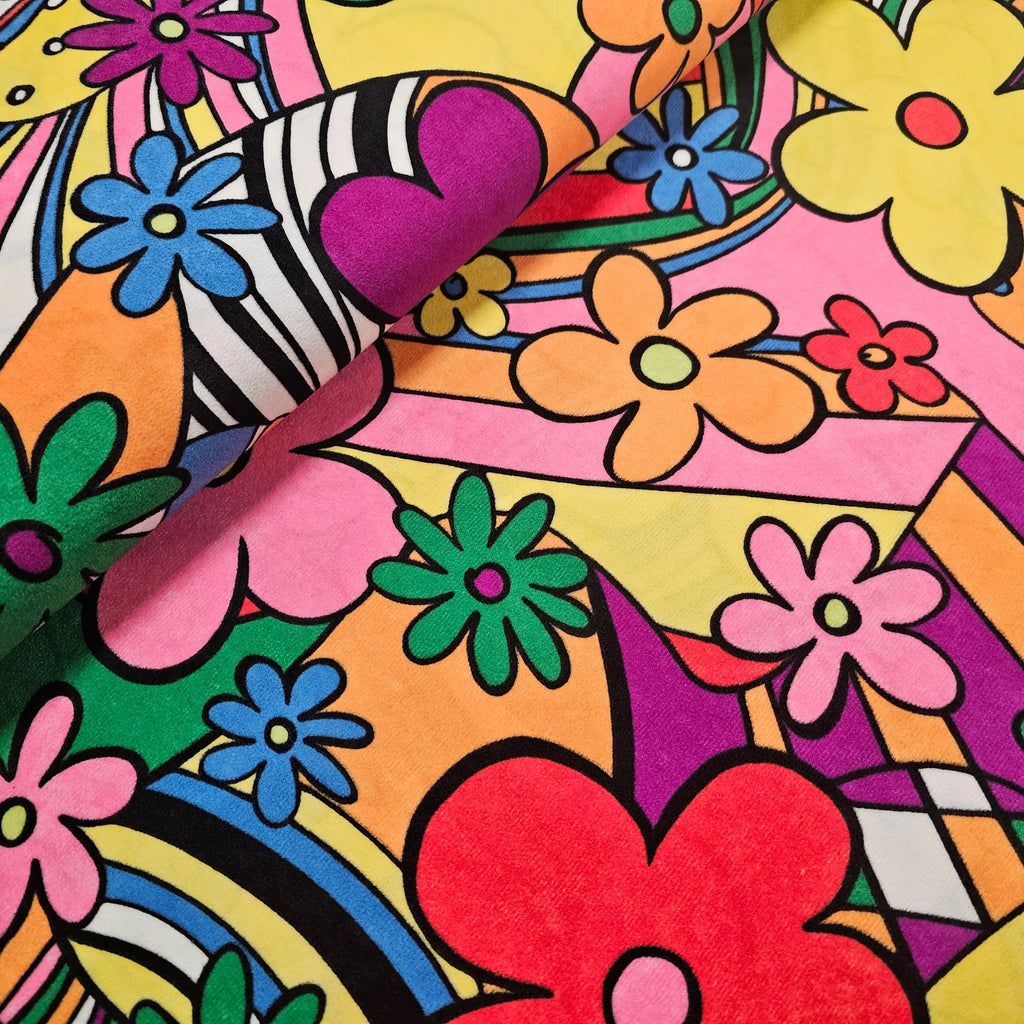 Samt mit Blumen | gelb CSM-STOFFE