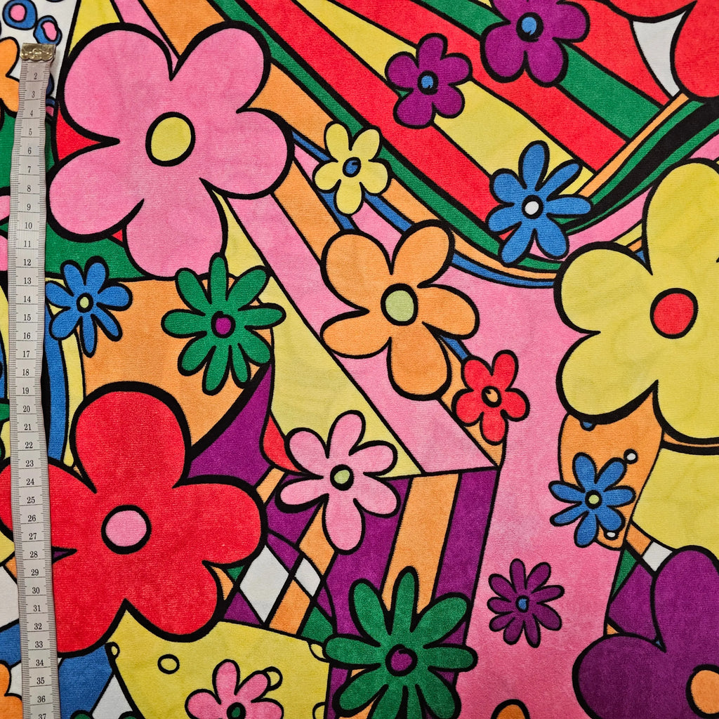 Samt mit Blumen | gelb CSM-STOFFE