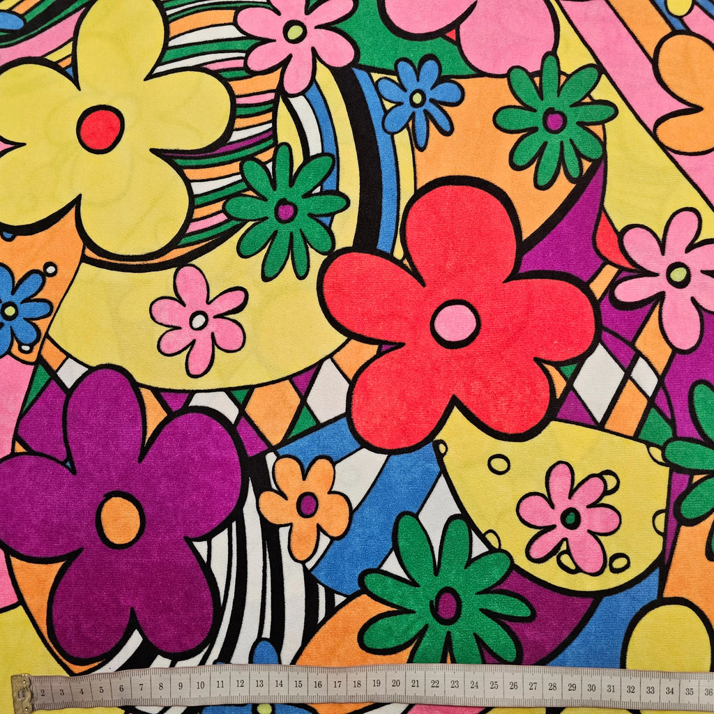 Samt mit Blumen | gelb CSM-STOFFE