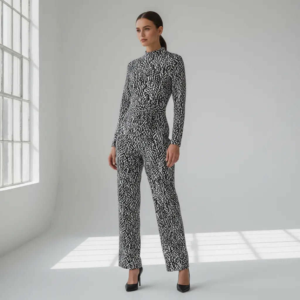 Leicht taillierter Jumpsuit mit Zebra-Muster