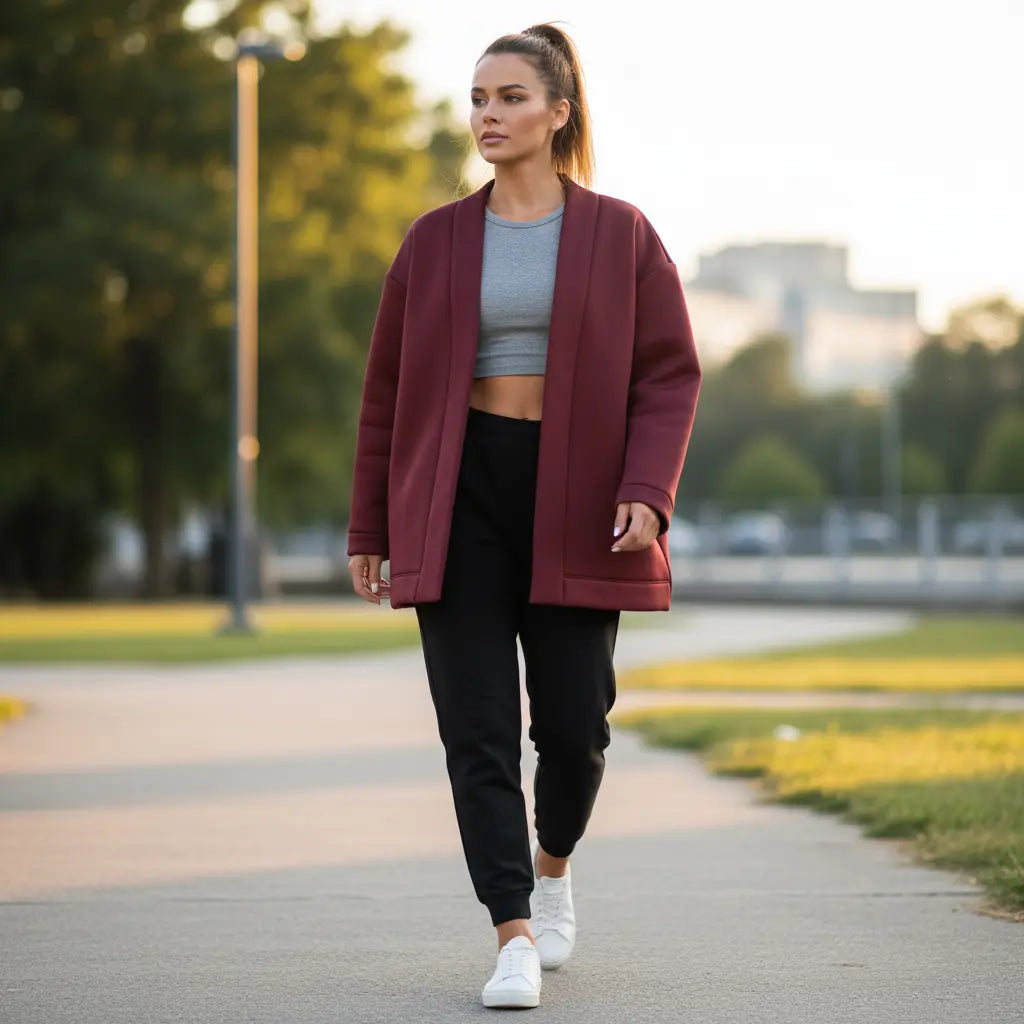 Lockere Jacke mit geradem Schnitt in Bordeaux