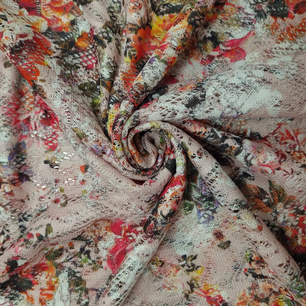Spitze mit Blumenmotiv rosa CSM-STOFFE