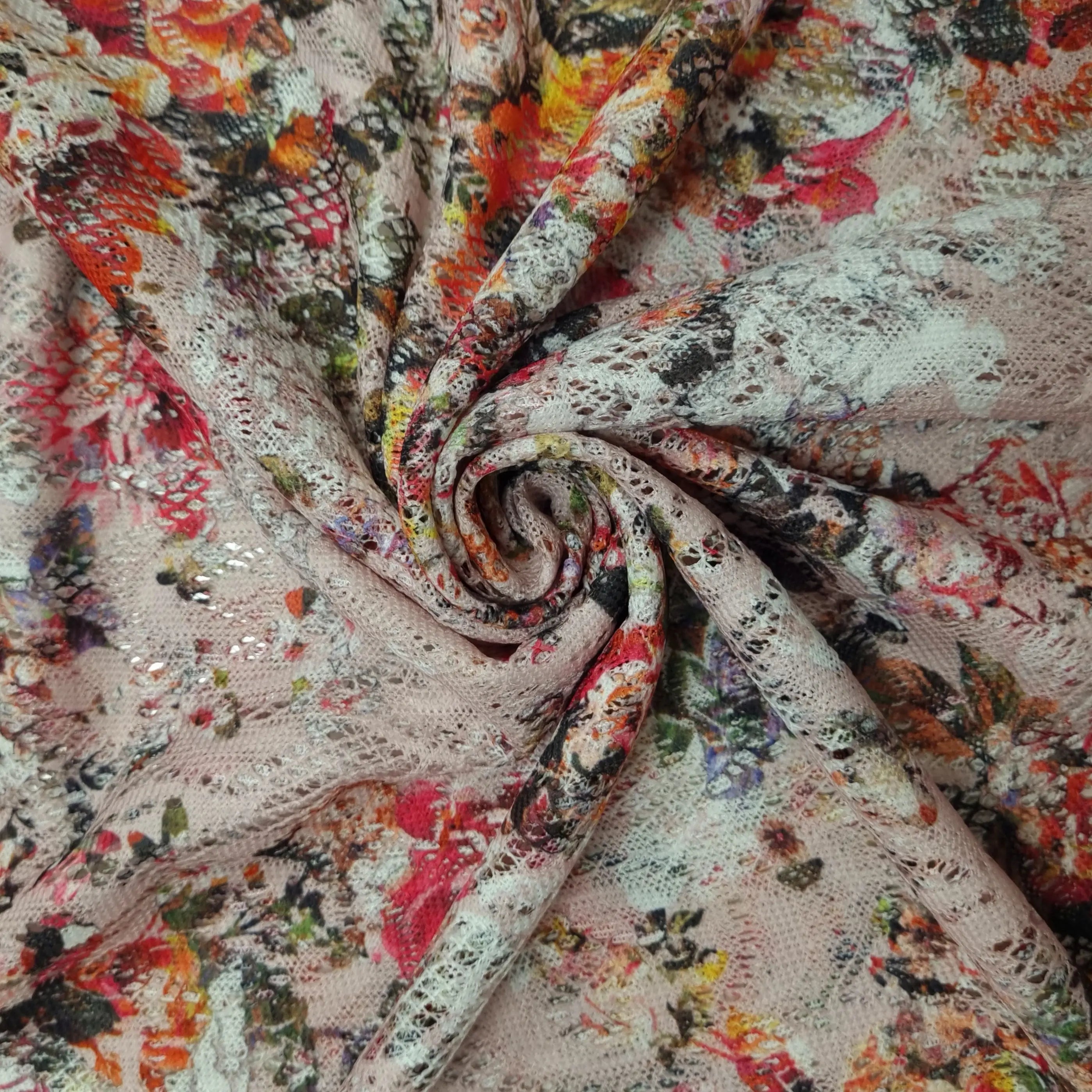 Spitze mit Blumenmotiv rosa CSM-STOFFE