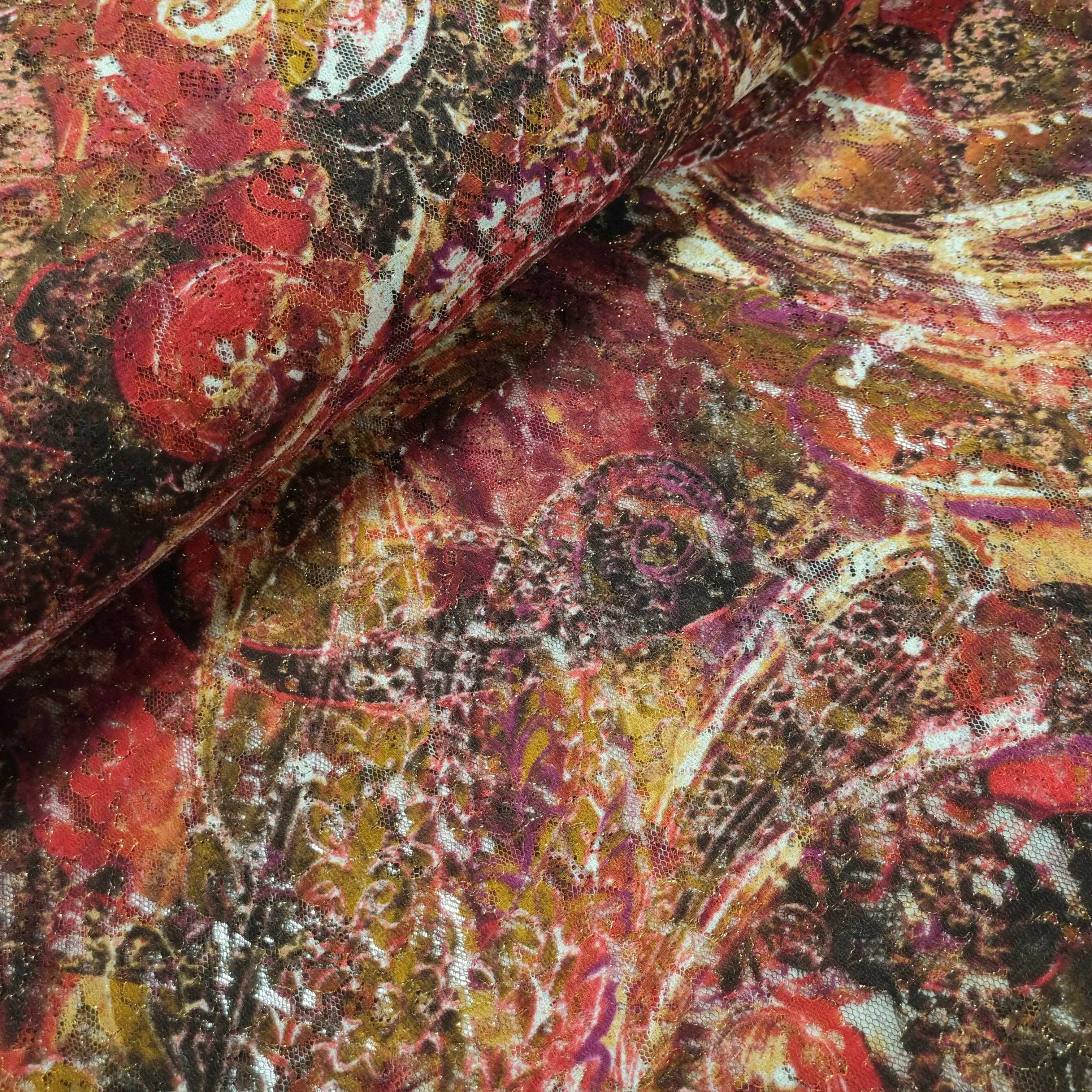 Spitze mit Paisleymuster und Goldschimmer CSM-STOFFE