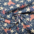 Stretch Jeansstoff mit USA, UK Flaggen und Sternen CSM-STOFFE