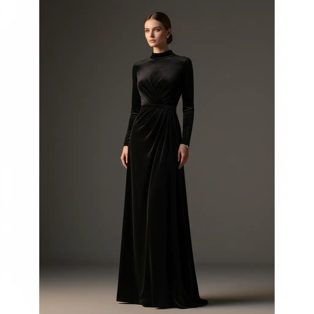 Kleid aus schwarzem Samt