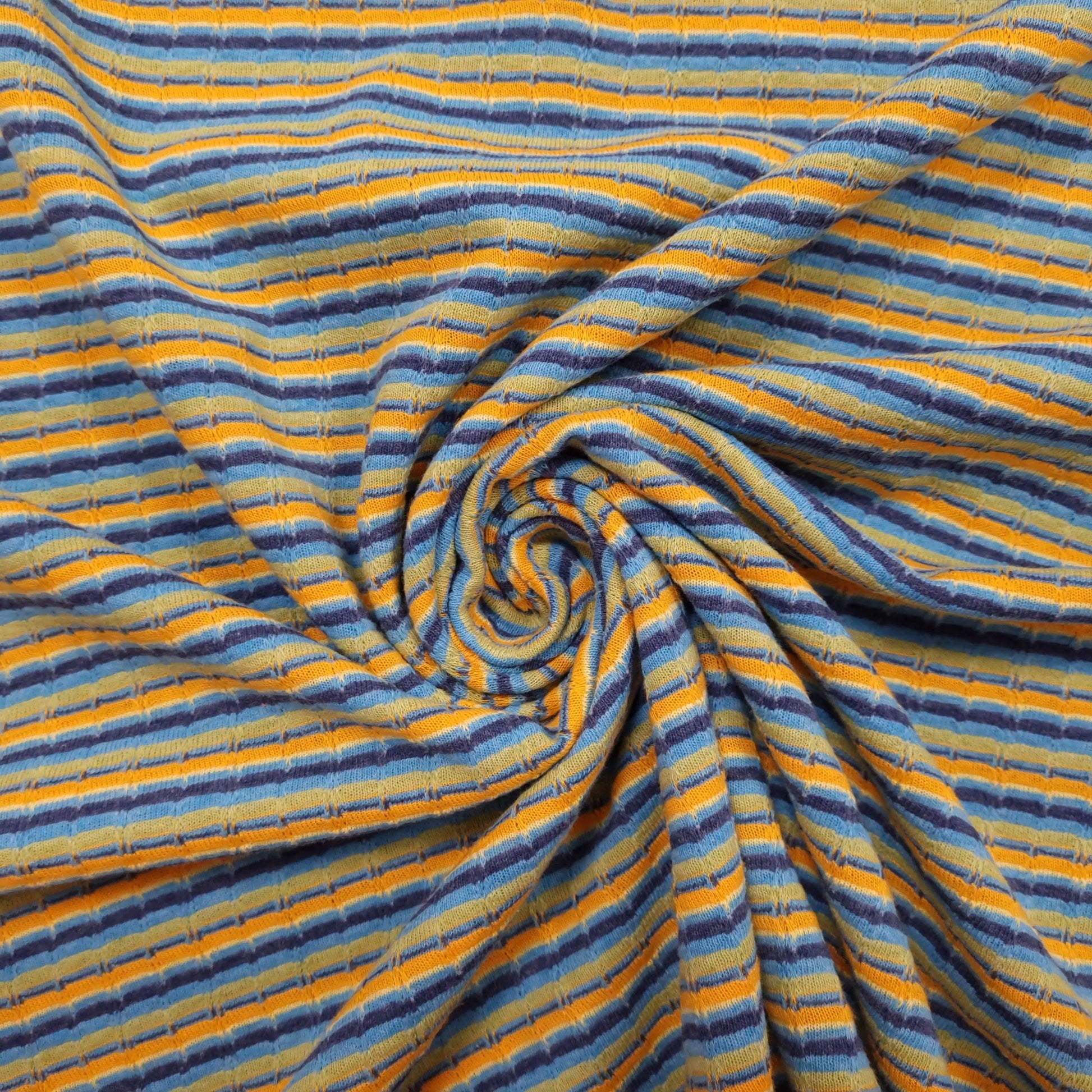 Strick Jersey gestreift mehrfarbig blau CSM-STOFFE