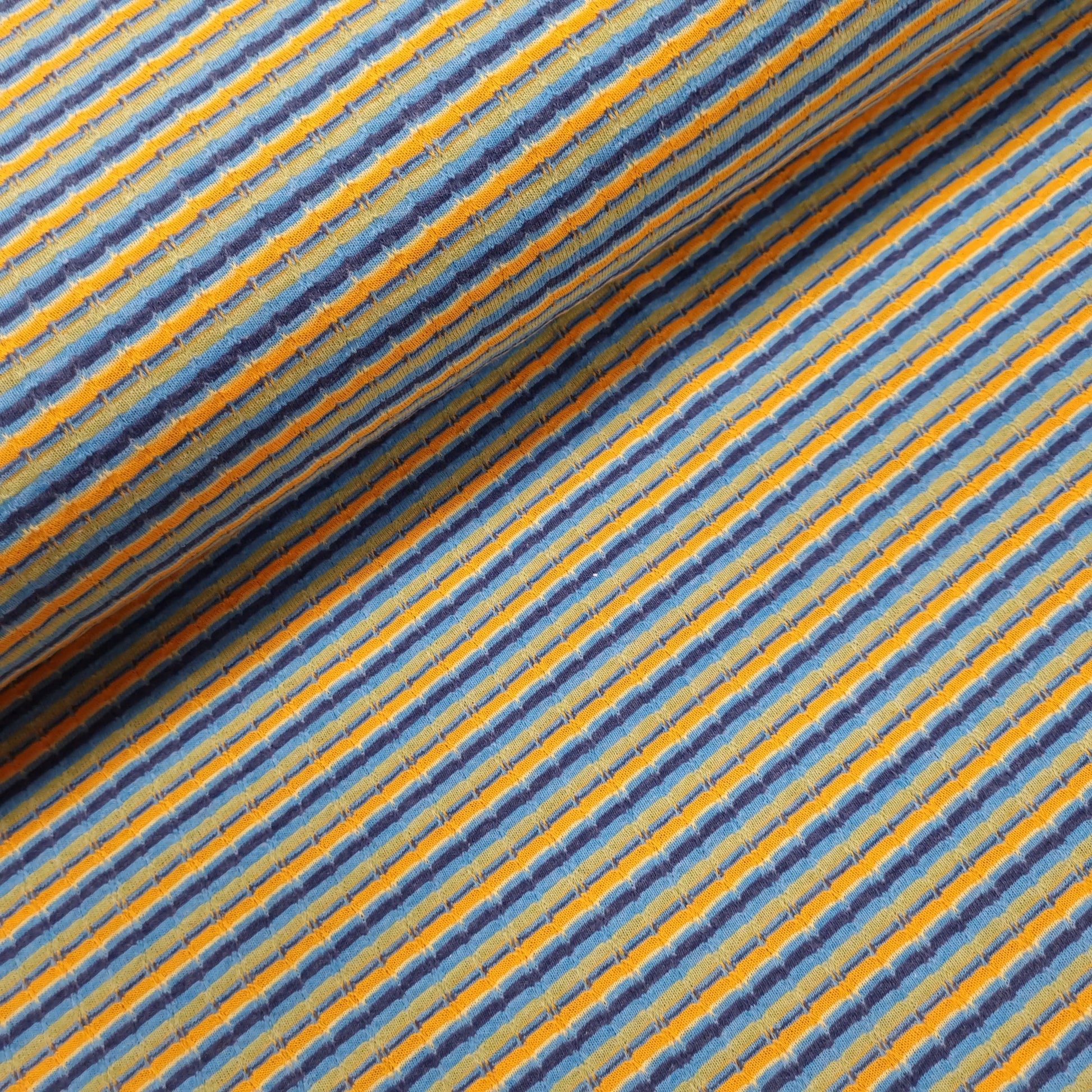 Strick Jersey gestreift mehrfarbig blau CSM-STOFFE