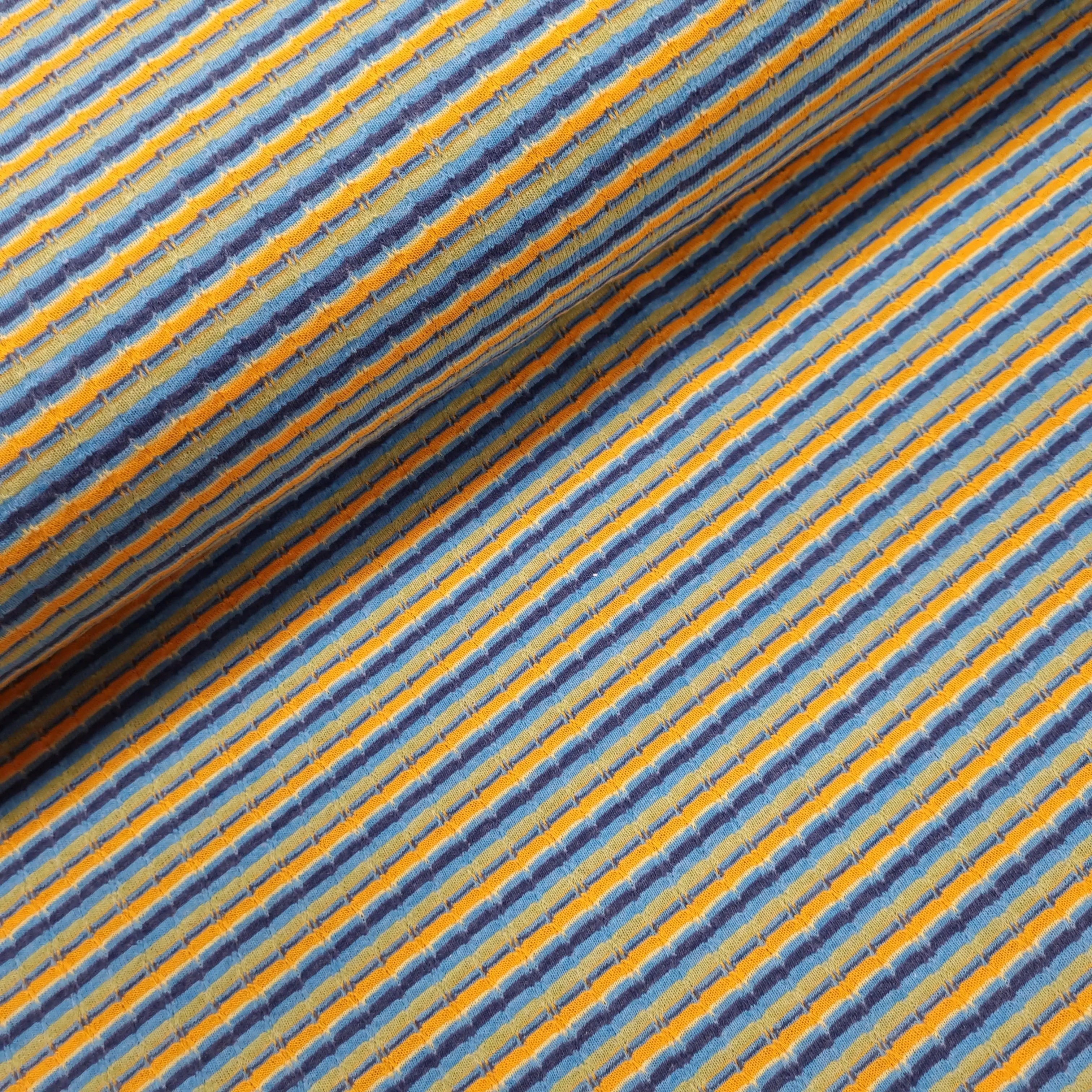Strick Jersey gestreift mehrfarbig blau CSM-STOFFE