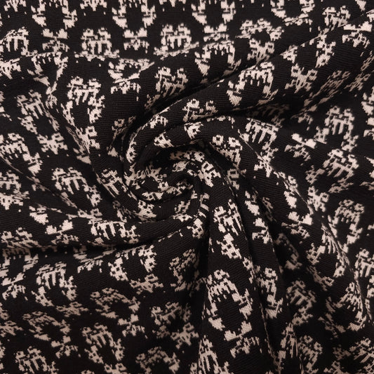 Strickstoff schwarz abstraktes Muster CSM-STOFFE